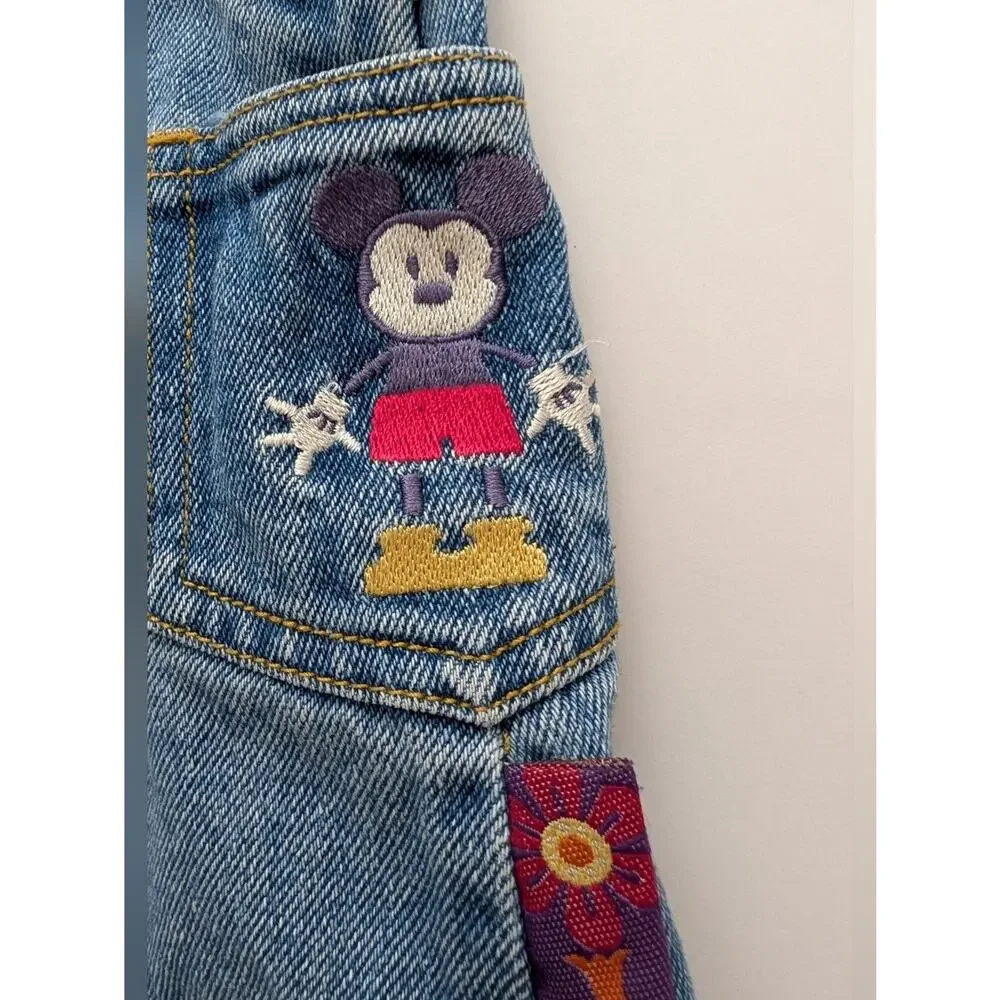Mickey Mouse & Co. Minnie Mouse Cotton Denim Overall Dress Small 4 Y2k Floral